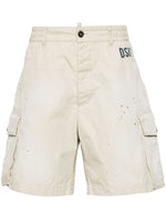 Beige paint splatter-detail cargo shorts 1