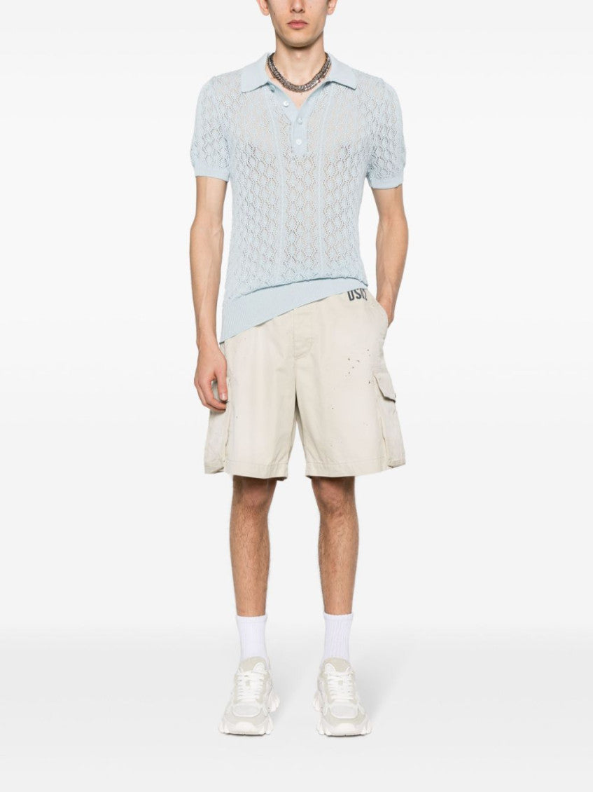 Beige paint splatter-detail cargo shorts 2