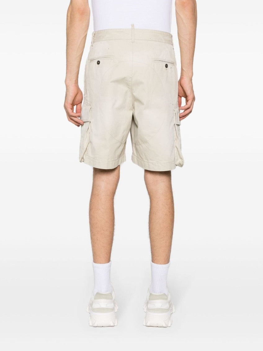 Beige paint splatter-detail cargo shorts 3
