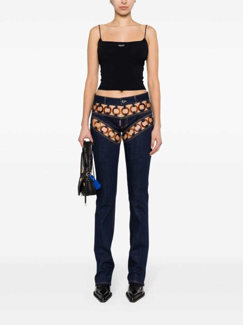 Black logo-plaque knitted crop top 2