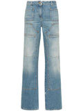 Light Blue Knee-panel mid-rise straight jeans 1