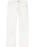 White contrast-stitching straight-leg jeans 1