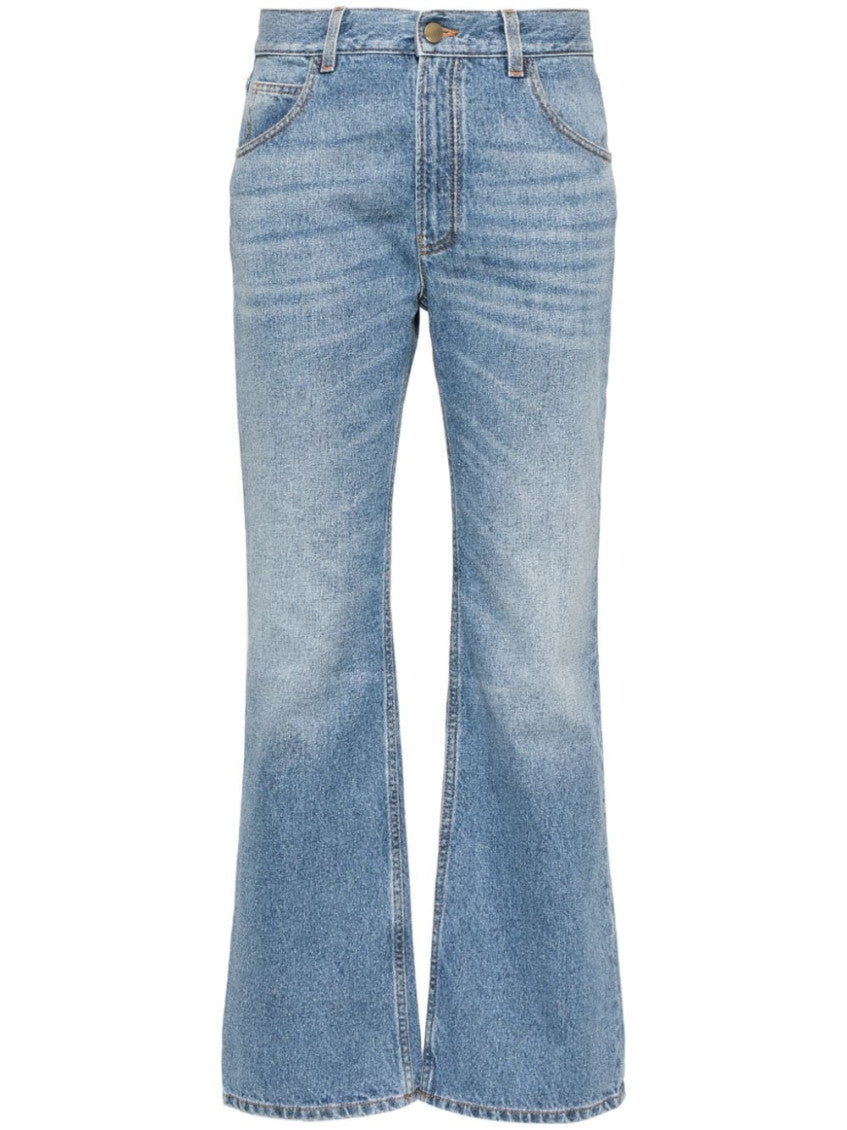 Light Blue Flared Denim Cropped Jeans 1