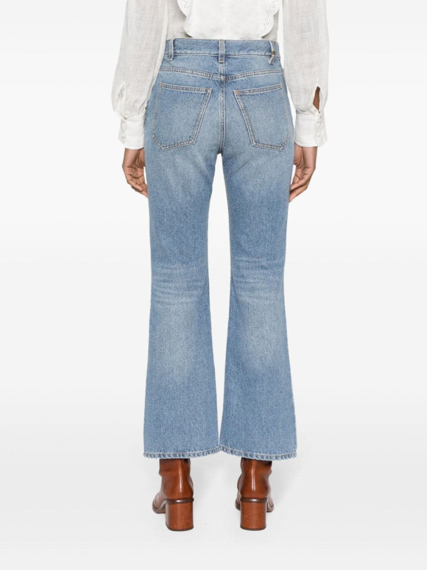 Light Blue Flared Denim Cropped Jeans 5