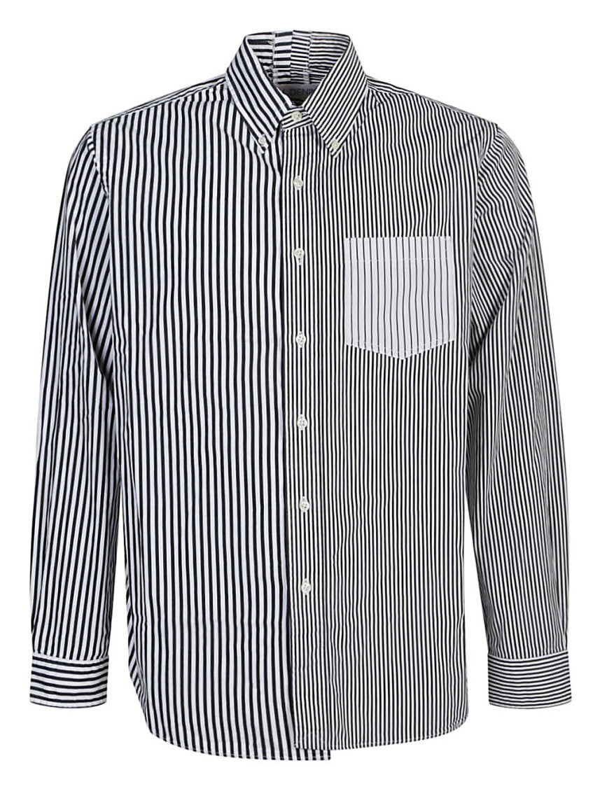 Black Contrast striped cotton shirt 1