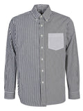 Black Contrast striped cotton shirt 1