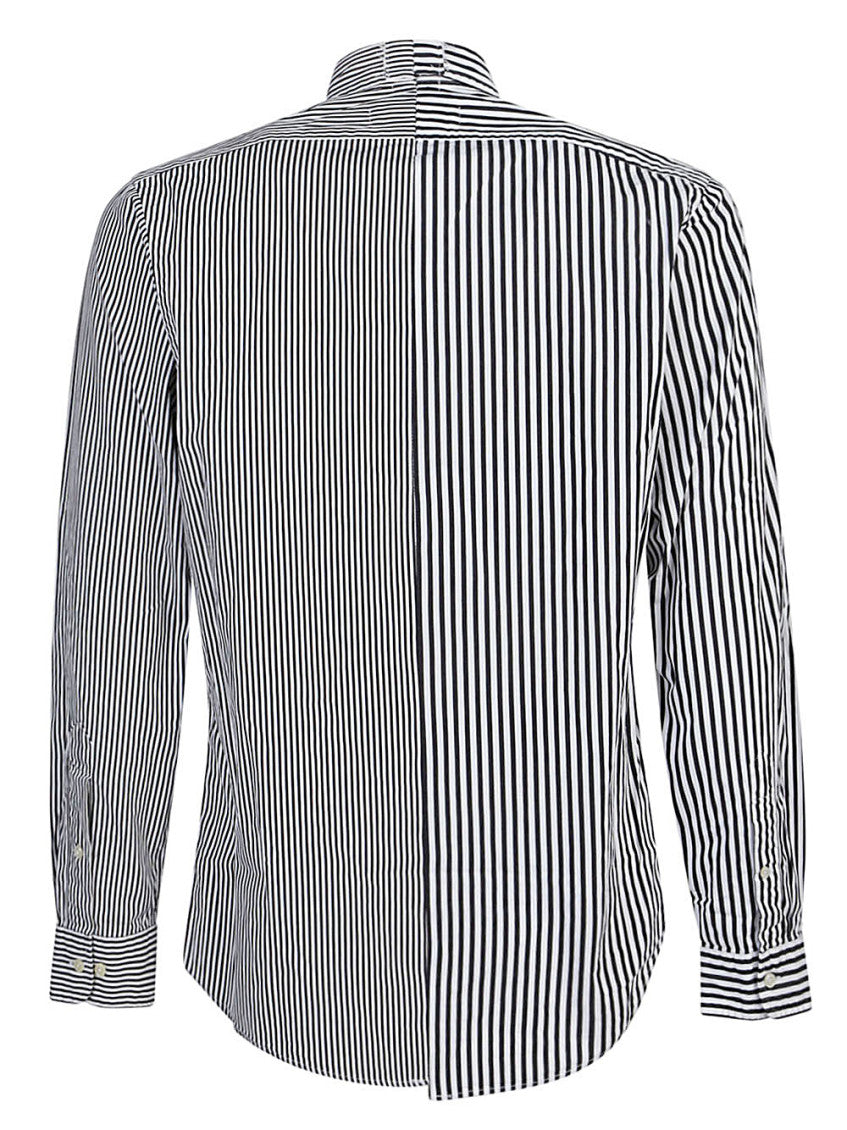 Black Contrast striped cotton shirt 2