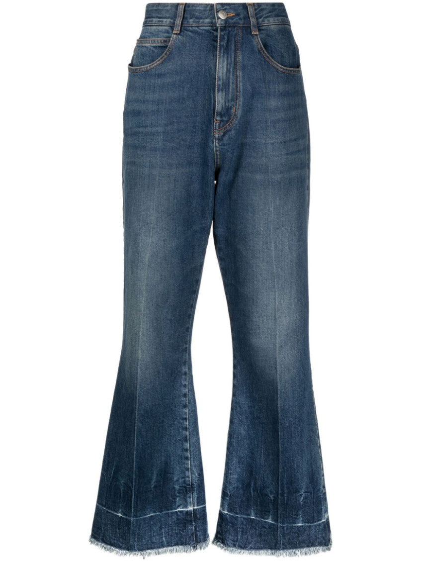 Blue Flared crop denim jeans 2