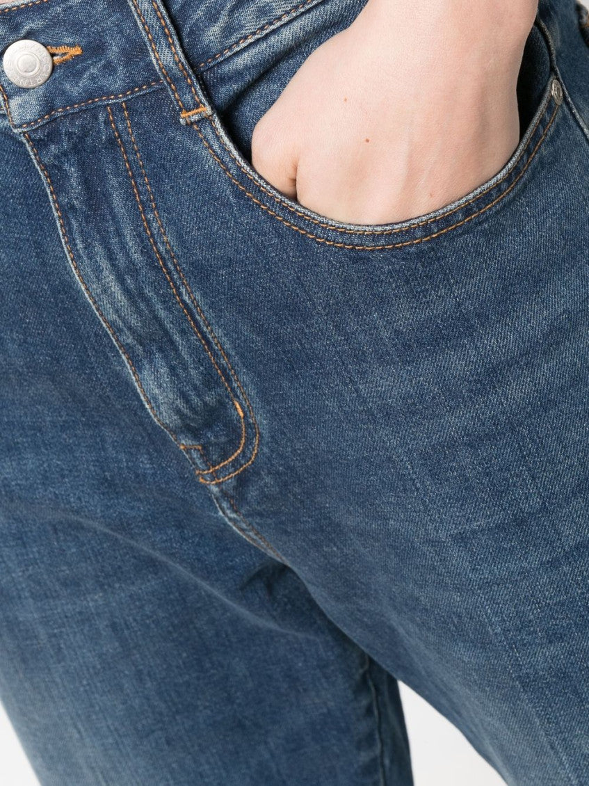 Blue Flared crop denim jeans 4