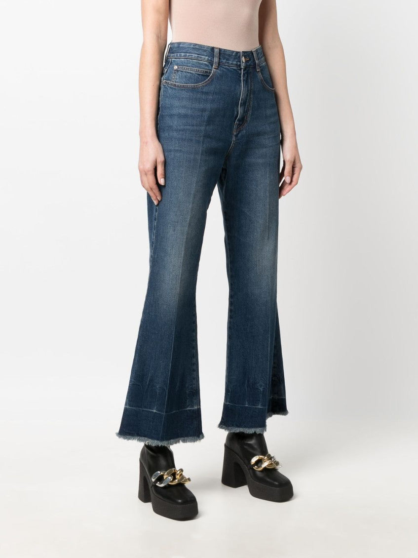Blue Flared crop denim jeans 6