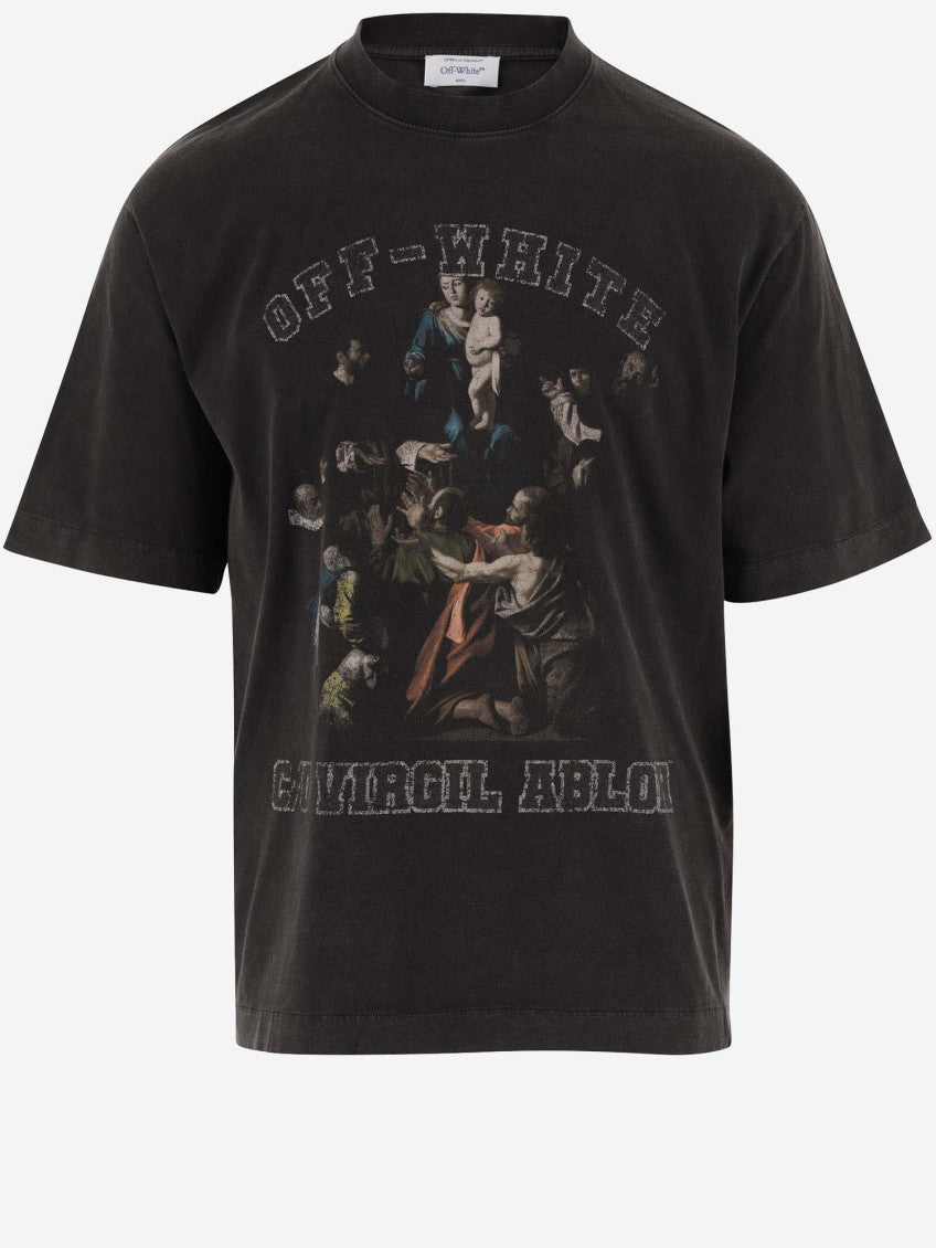 Black COTTON T-SHIRT WITH GRAPHIC PRINT 1