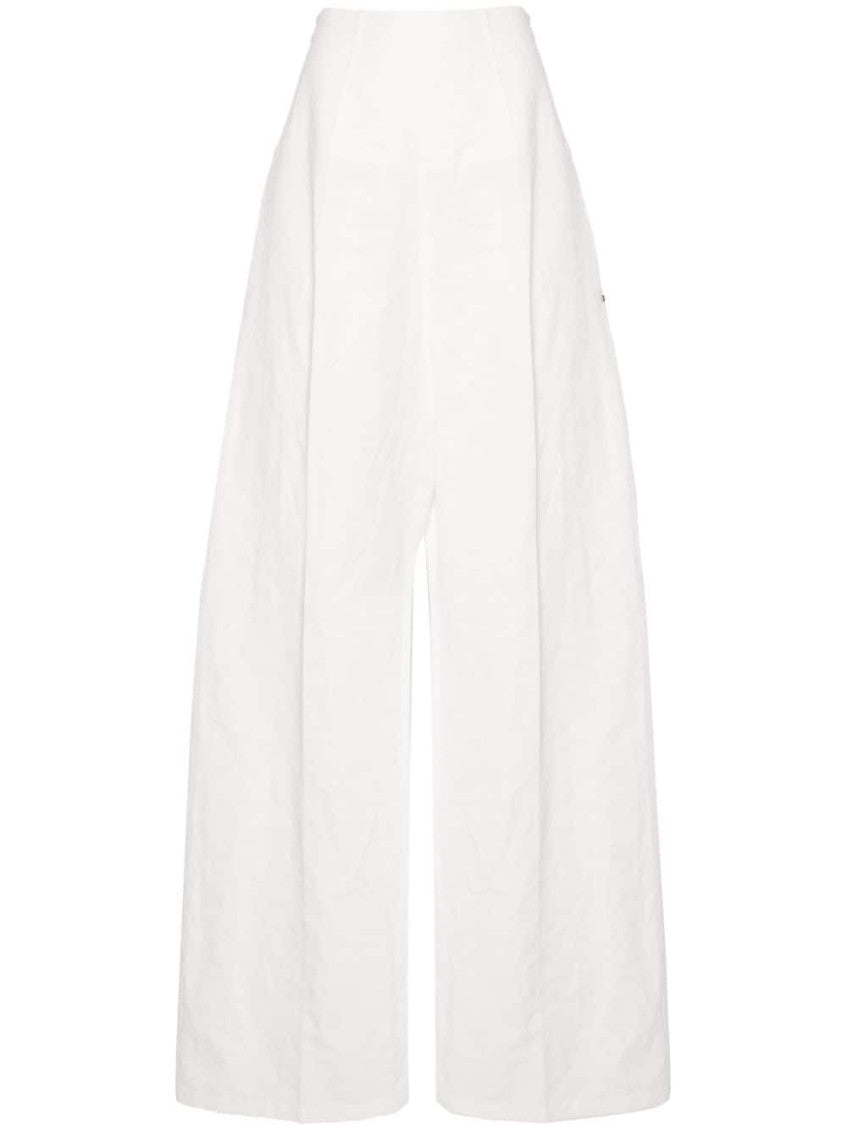 White Linen and cotton blend trousers 1