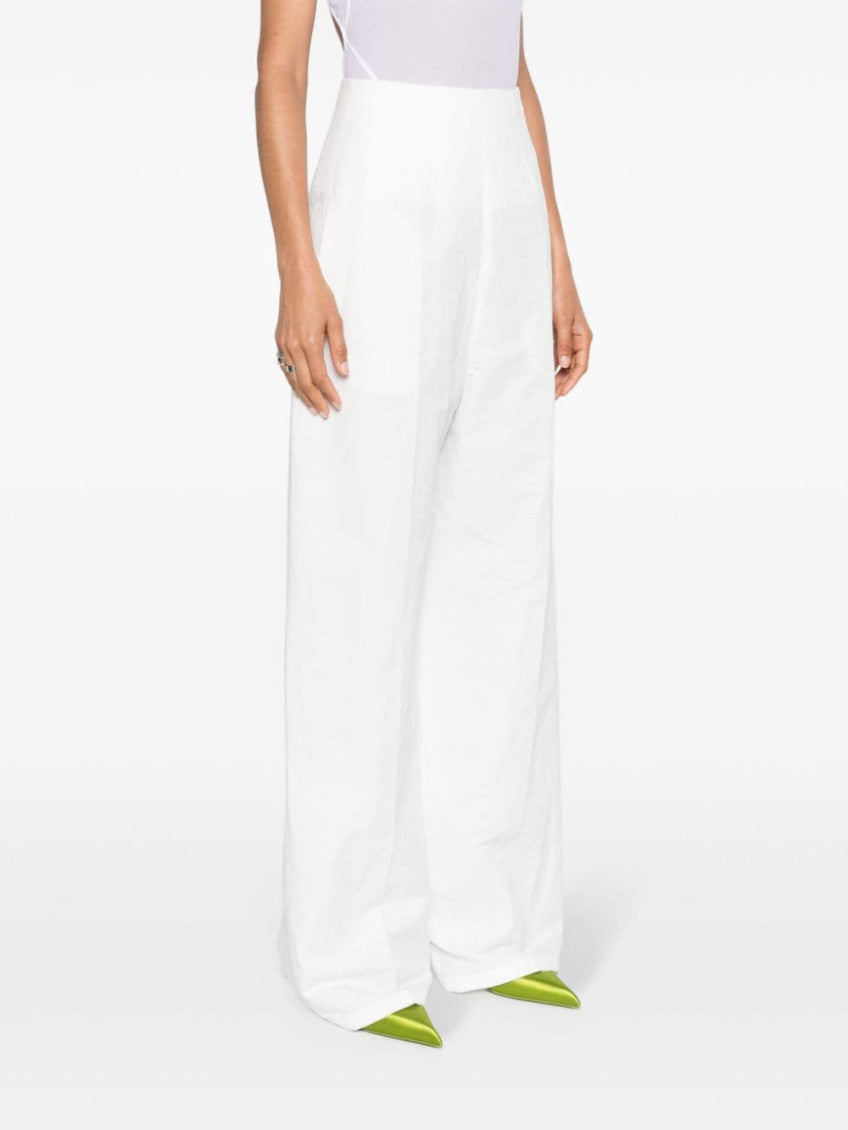 White Linen and cotton blend trousers 2