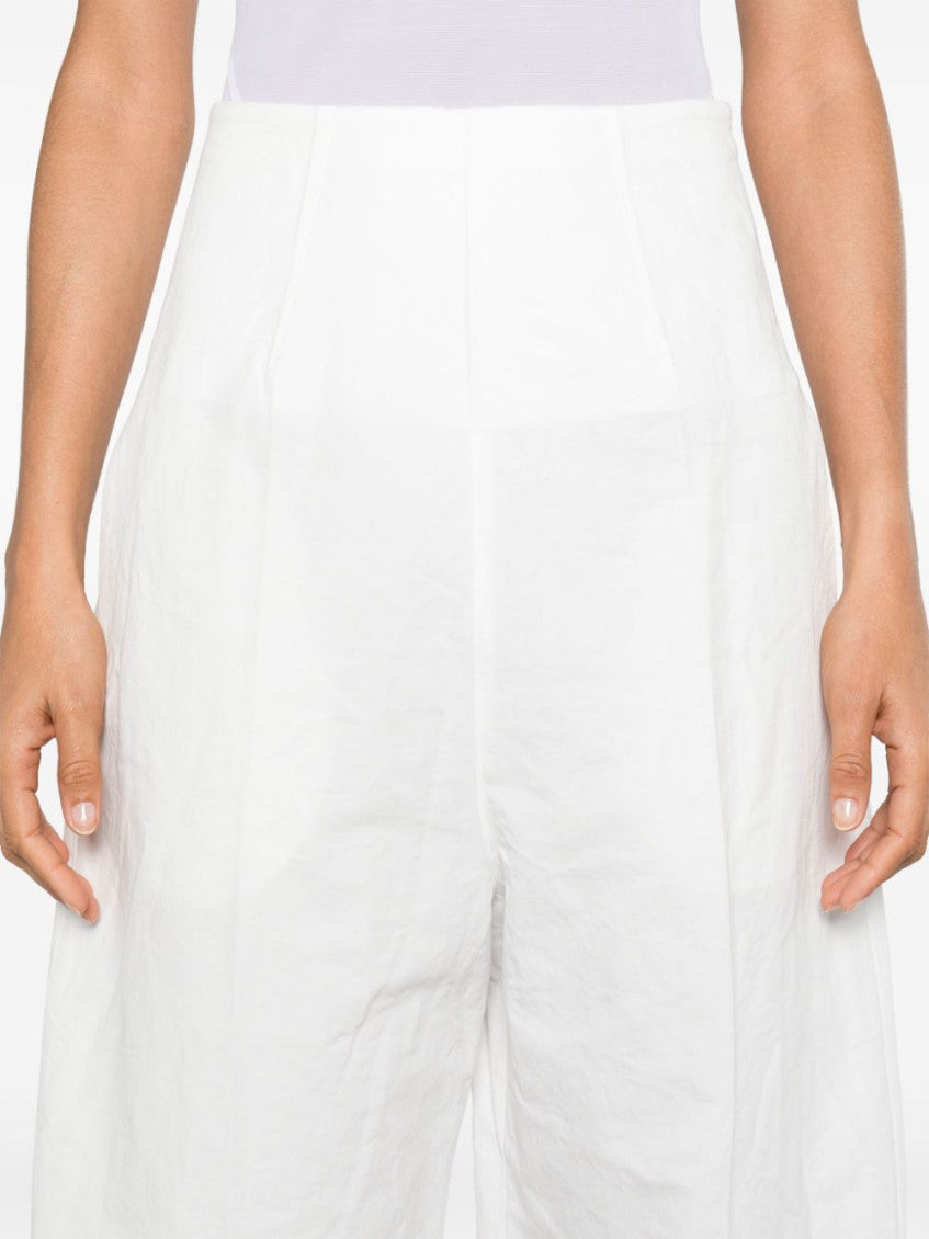 White Linen and cotton blend trousers 5
