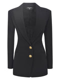 Black 2-button cinched-waist jacket 1