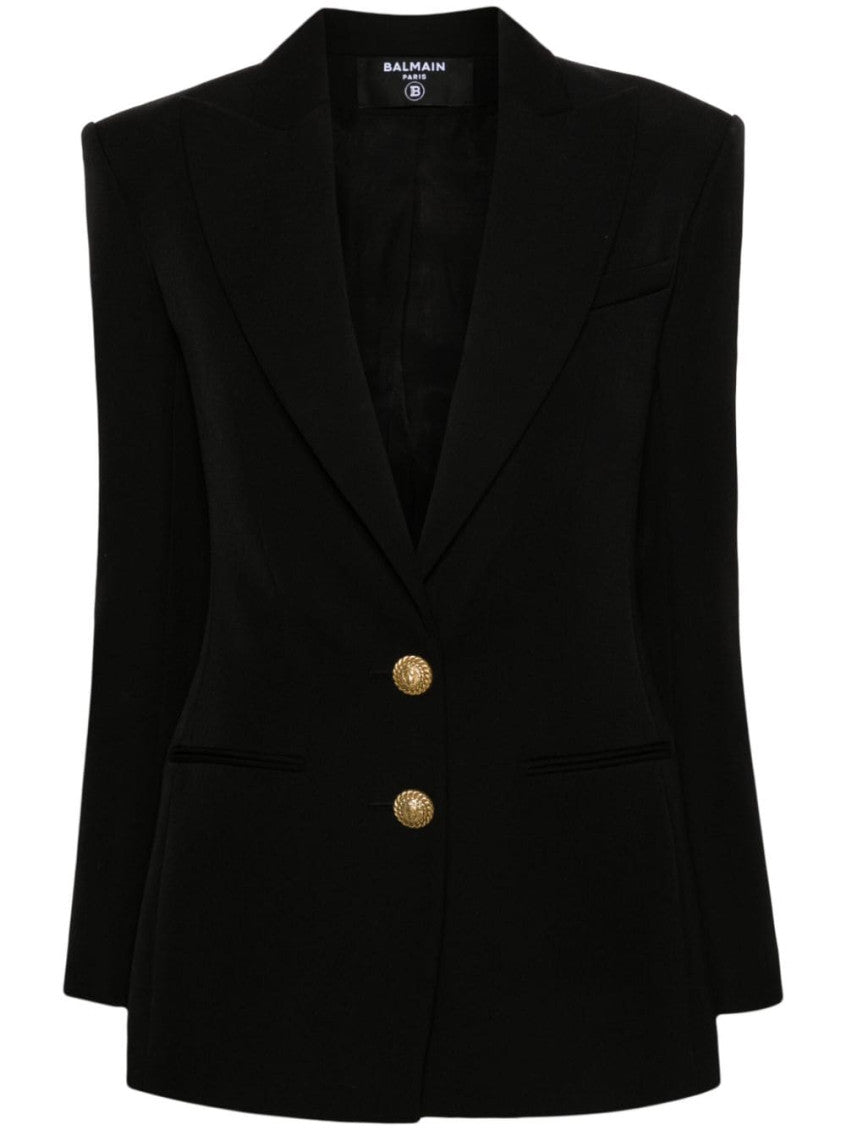 Black 2-button cinched-waist jacket 2
