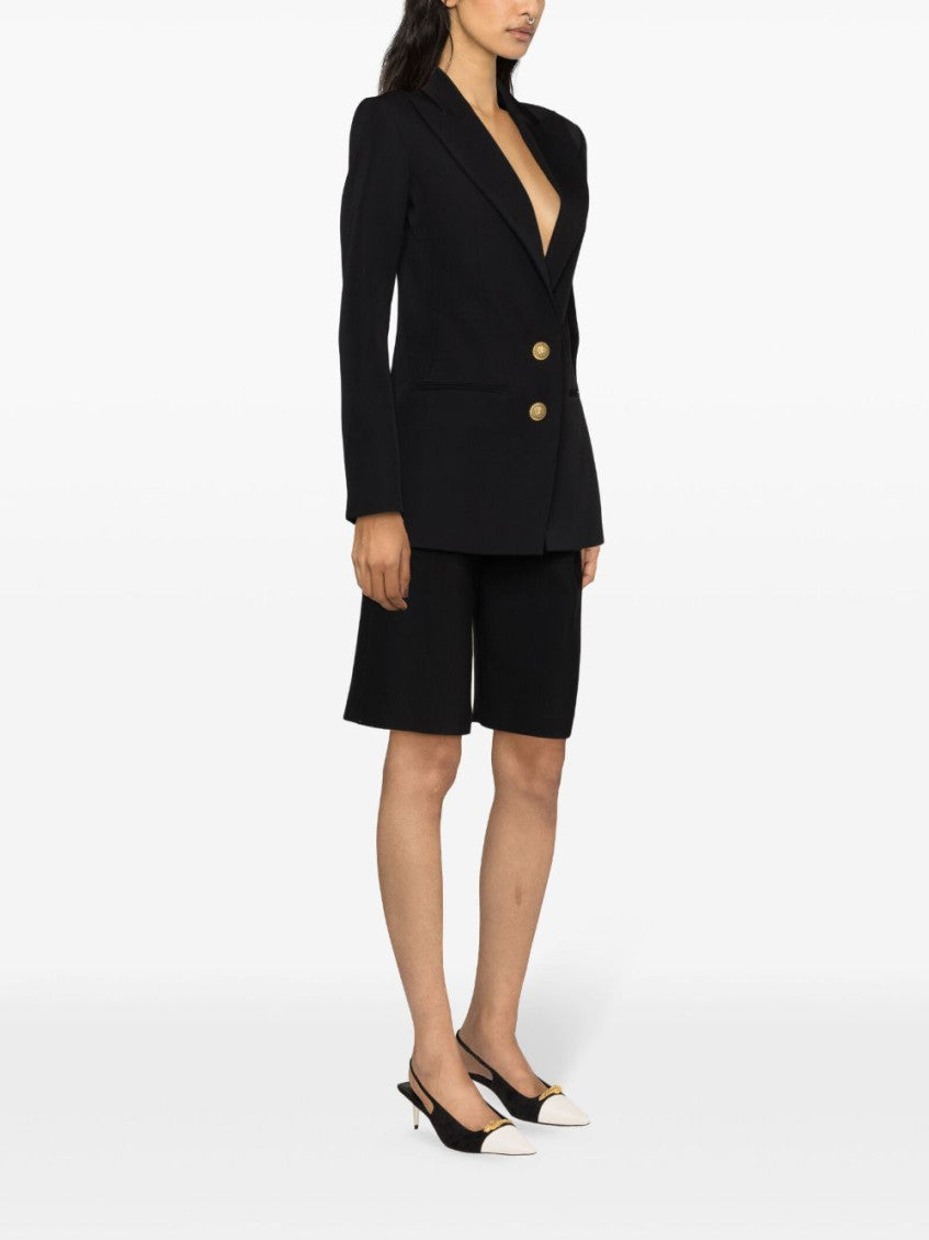 Black 2-button cinched-waist jacket 5