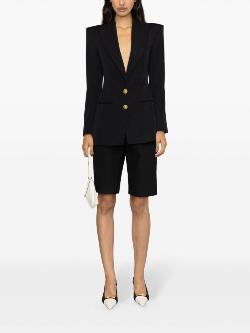 Black 2-button cinched-waist jacket 6