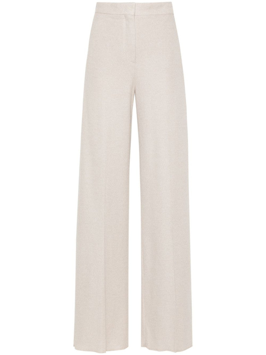 Beige Cotton wide-leg trousers 1