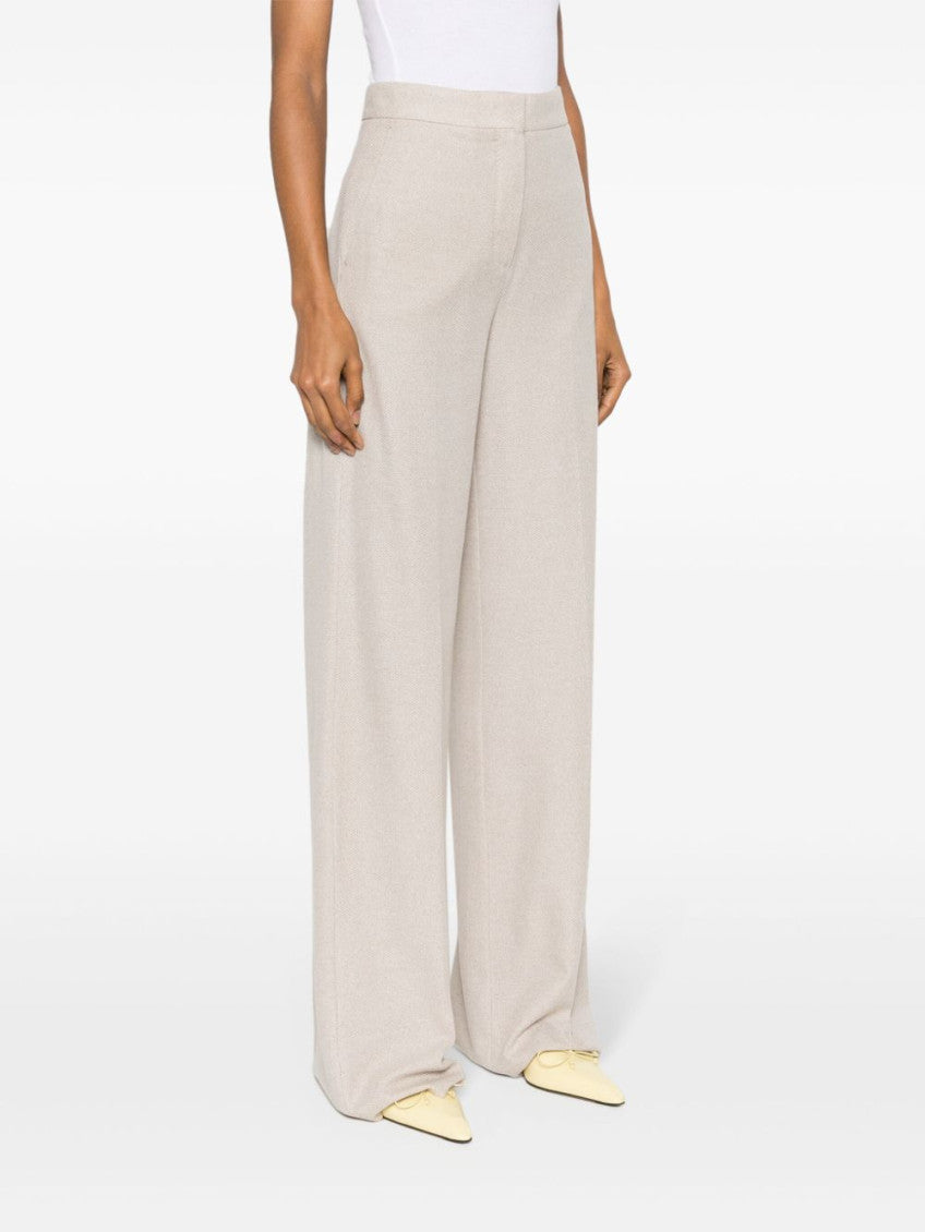 Beige Cotton wide-leg trousers 2
