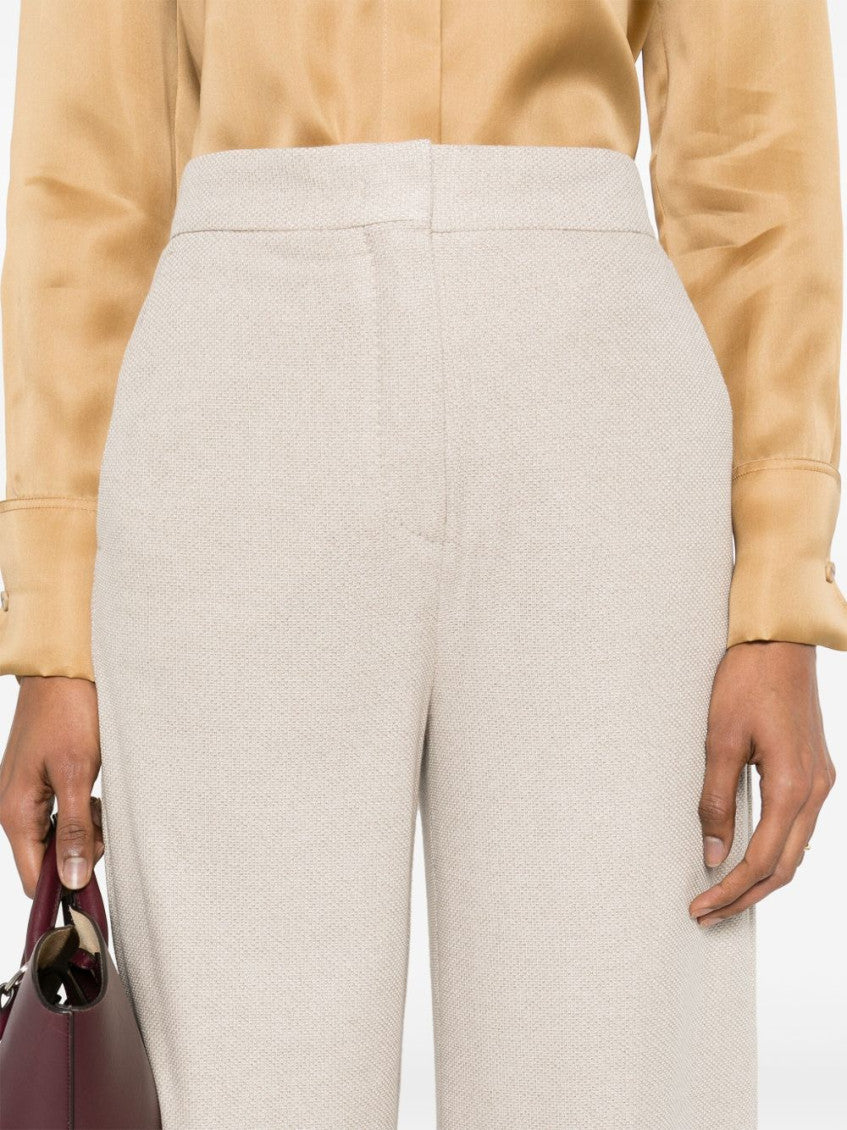 Beige Cotton wide-leg trousers 3