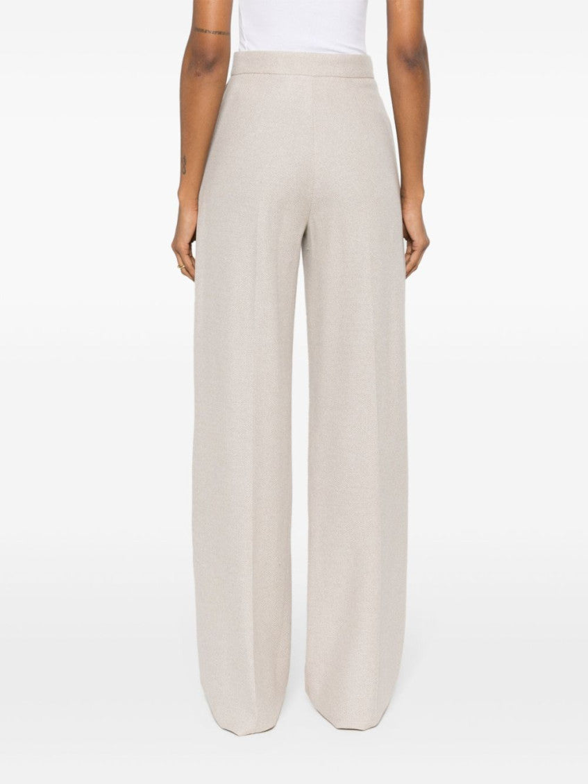 Beige Cotton wide-leg trousers 4