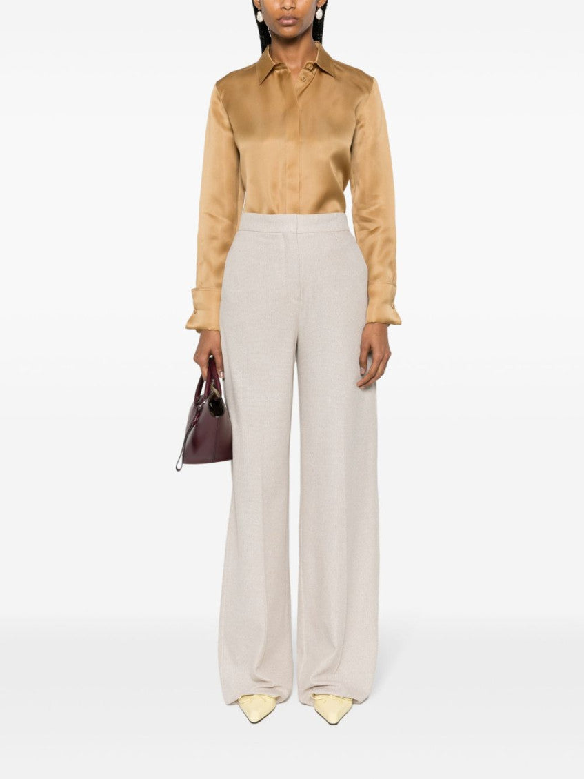 Beige Cotton wide-leg trousers 5