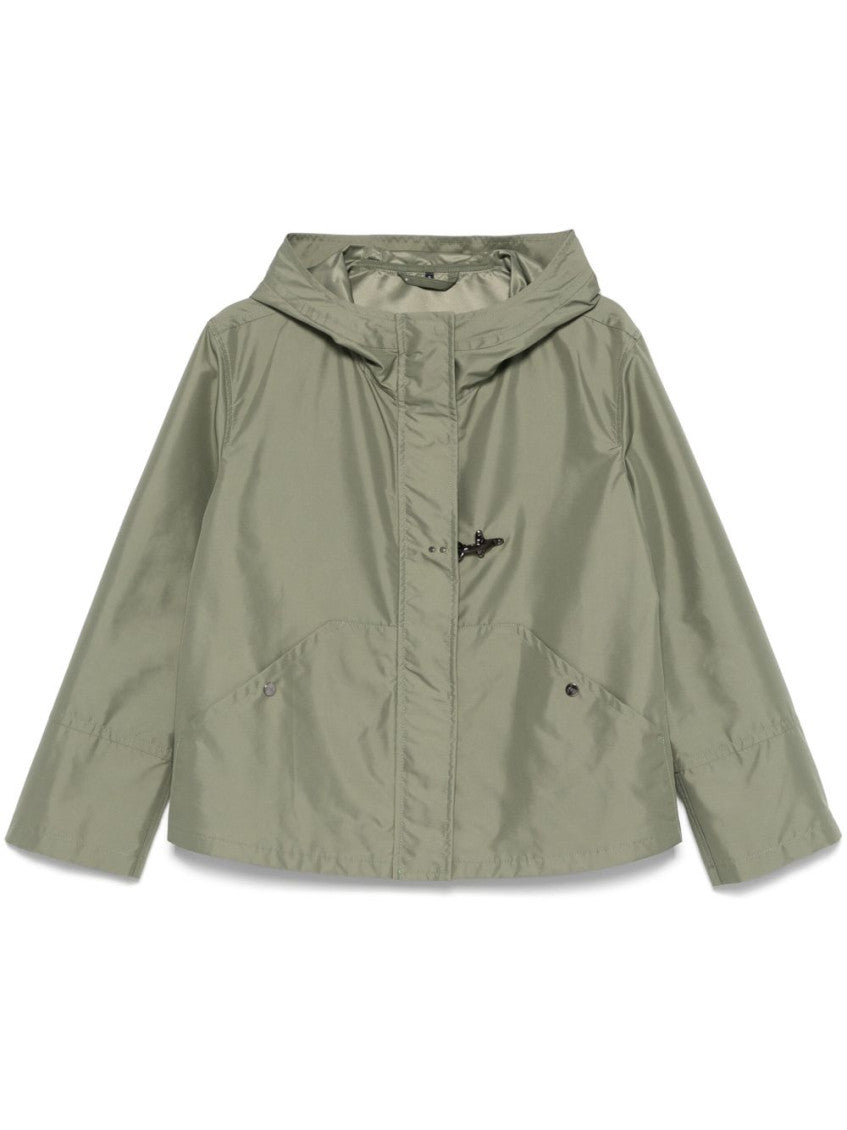 Green Short parka coat 1