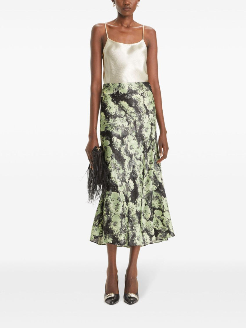 Black Printed Satin Skirt 2