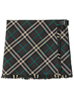 Dark Grey Check Wool Blend Mini Skirt 1