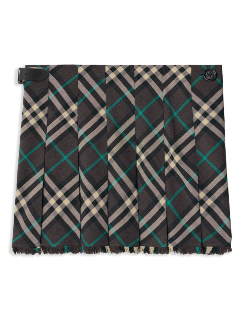 Dark Grey Check Wool Blend Mini Skirt 2