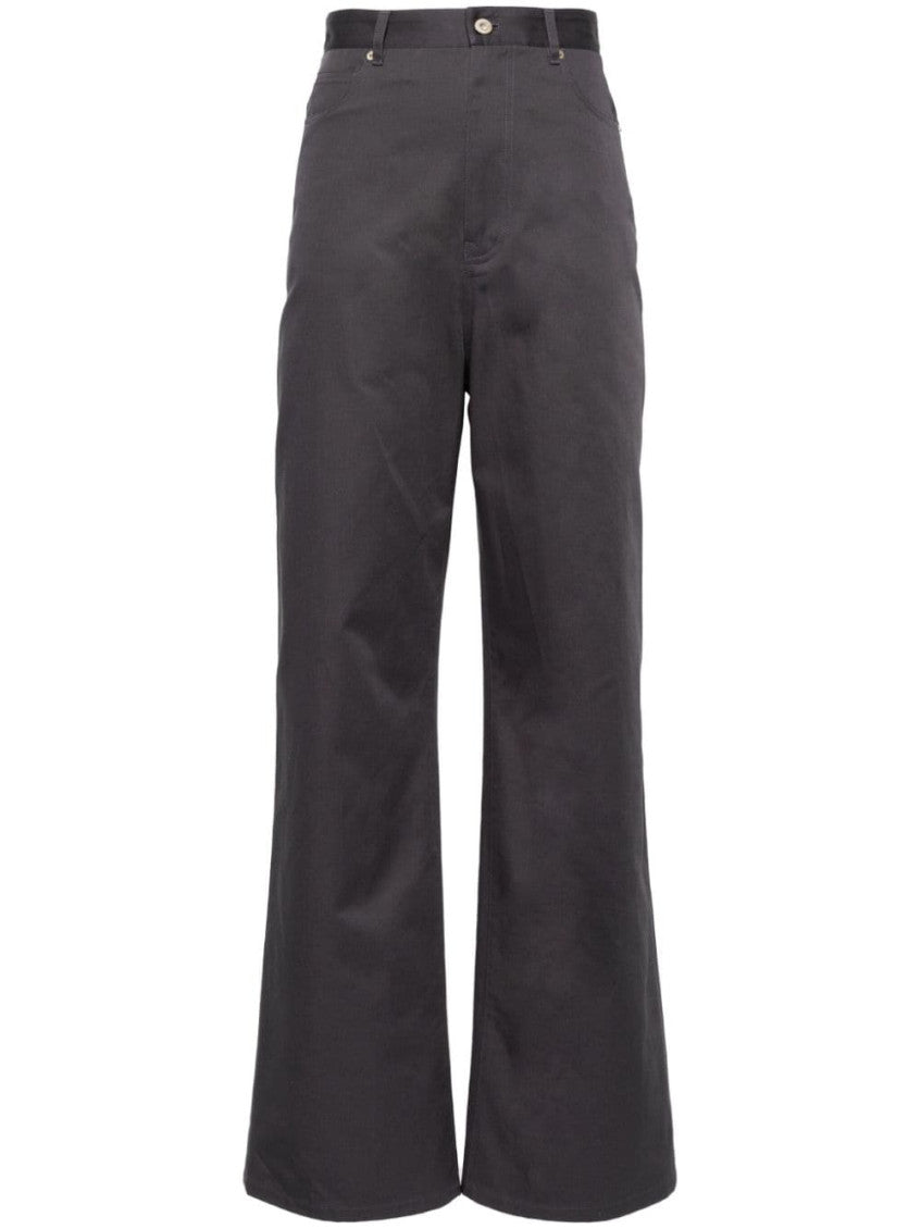 Grey High-waisted cotton trousers 1
