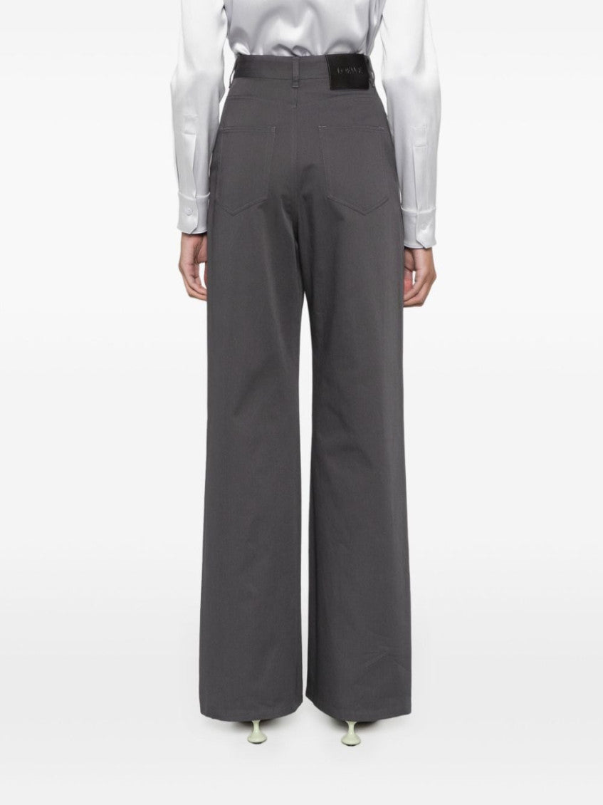 Grey High-waisted cotton trousers 2