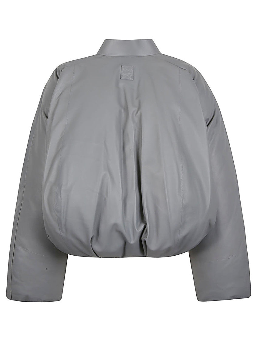 Grey Leather Bomber Jacket 2