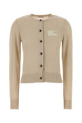 Beige Crew Neck Logo Cardigan 1
