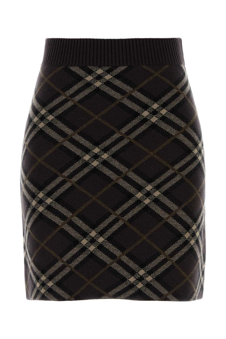 Brown Check Pattern Mini Skirt 1
