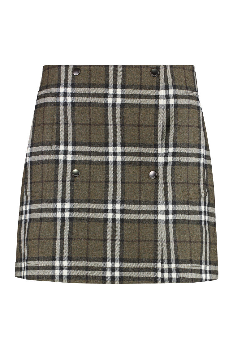 Green Tailored Check Mini Skirt 1