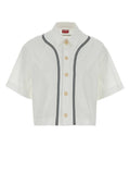 White Contrasting Trim Short Sleeves Shirt 1