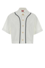 White Contrasting Trim Short Sleeves Shirt 1