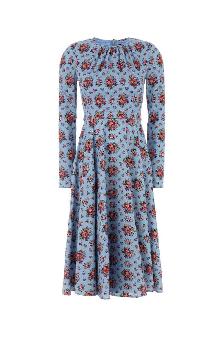Light Blue Floral Print Midi Dress 1