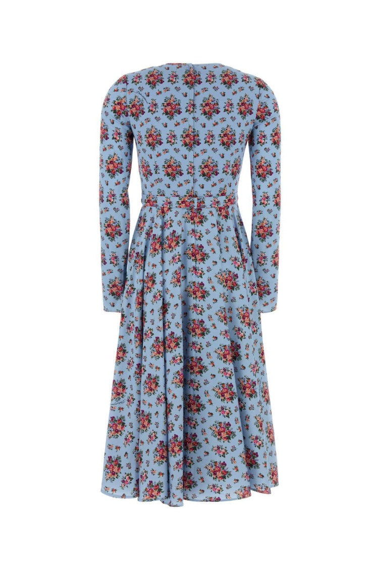 Light Blue Floral Print Midi Dress 2
