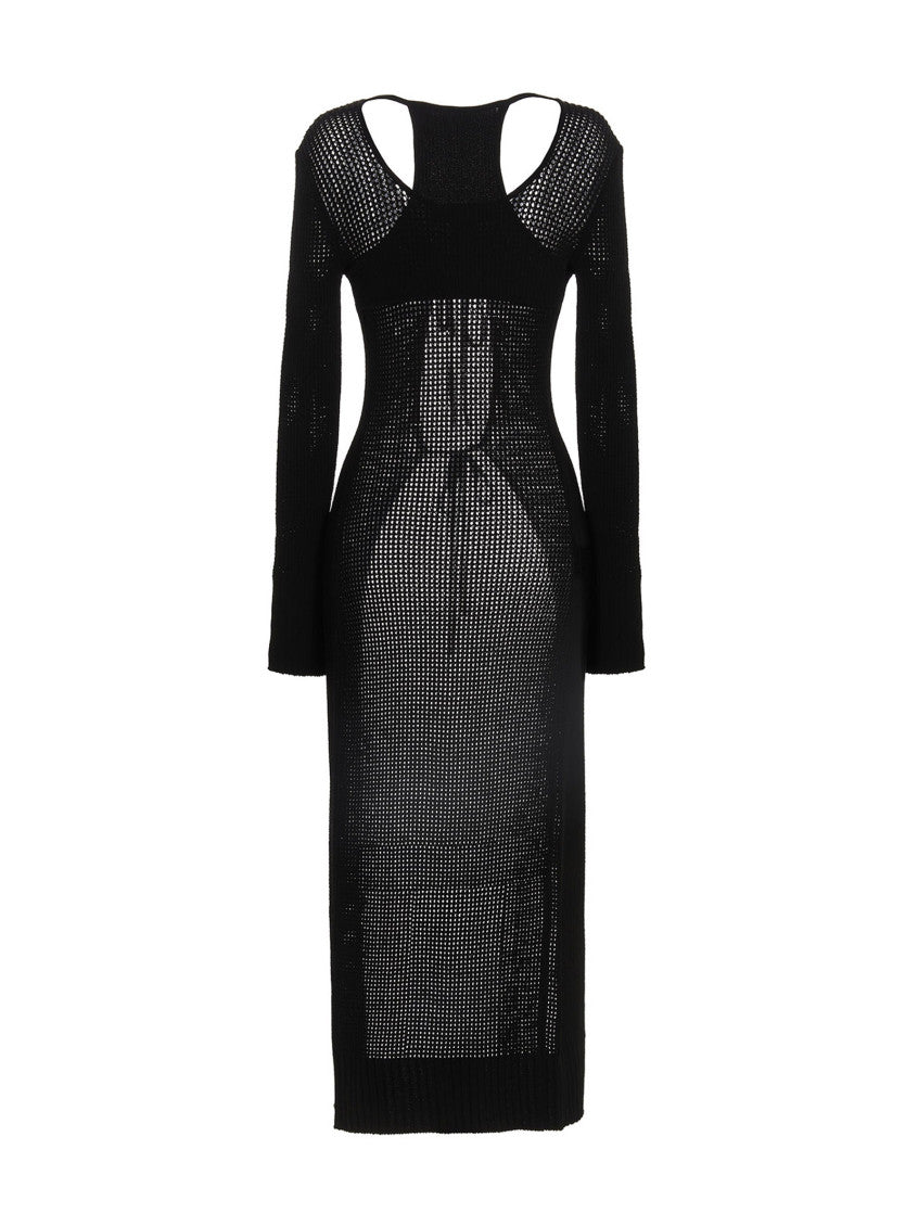 Black Openwork Long Cardigan 2
