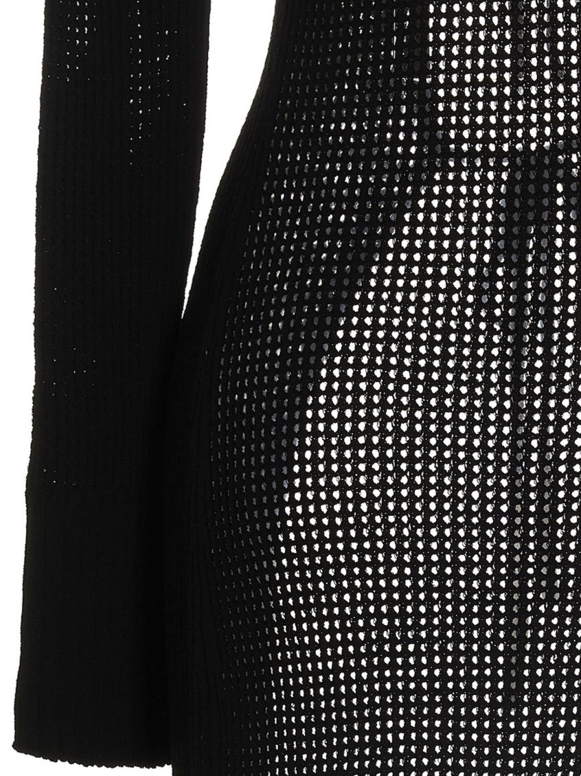 Black Openwork Long Cardigan 4