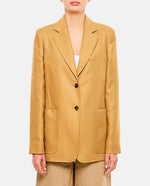 Beige Single-breasted linen Blazer 1