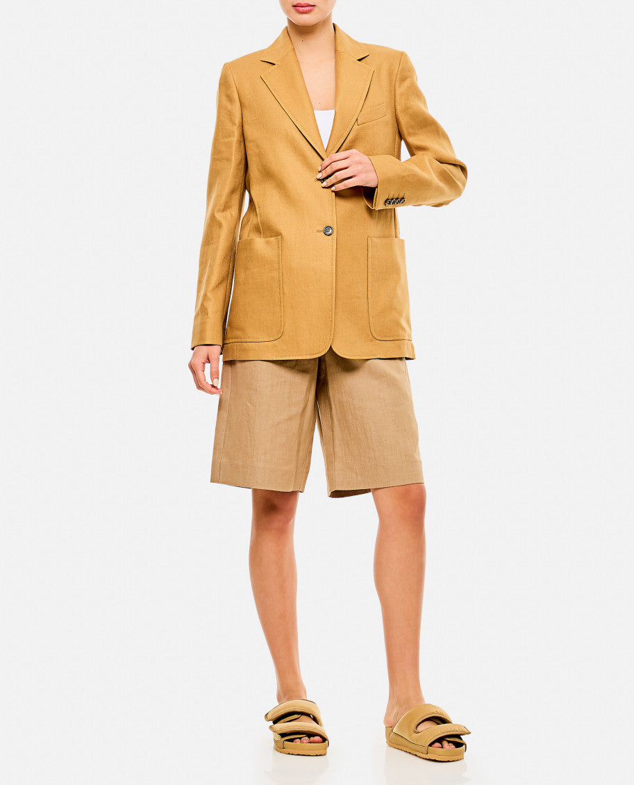 Beige Single-breasted linen Blazer 2