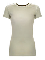 Beige Ribbed Crew Neck T-Shirt 1