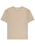 Beige Solid Crew Neck T-Shirt 1
