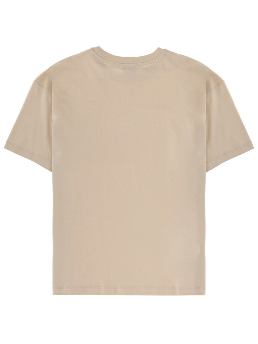 Beige Solid Crew Neck T-Shirt 2