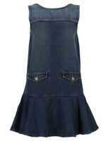 Denim Solid Round Neck Mini Dress 1