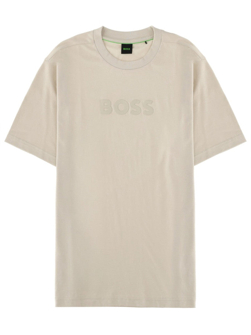 Beige Logo Crew Neck T-Shirt 1